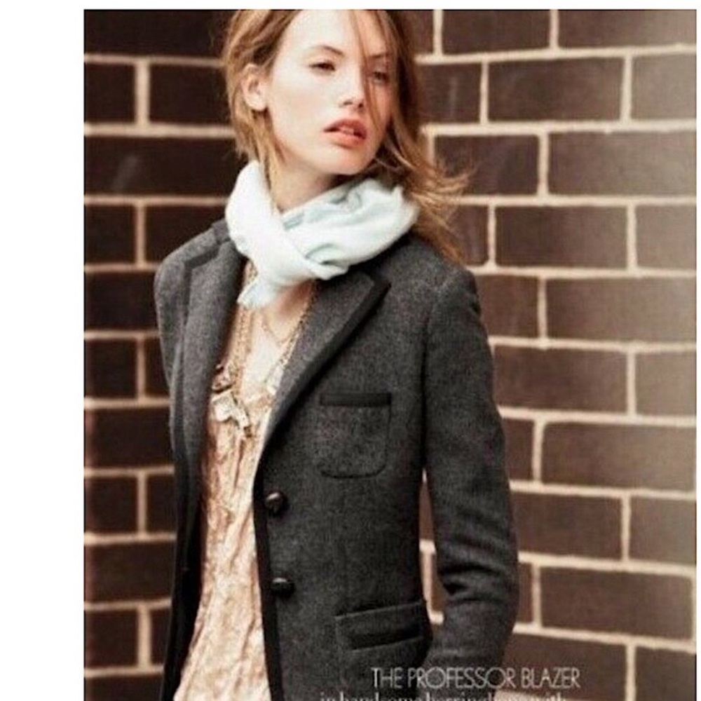 J.CREW tipped blazer in charcoal gray & black schoolboy style NEW NWT piping